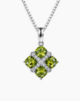Peridot Cluster Pendant Necklace in Sterling Silver | August Birthstone