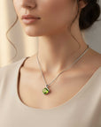 Peridot Semi Bezel Pendant Necklace in Sterling Silver | Irosk