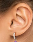 Elegant Amethyst Hoop Drop Earrings in Sterling Silver | Irosk Australia®