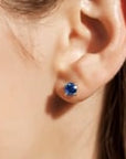 Classic Round Sapphire Stud Earrings in Sterling Silver – Irosk®