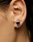 Cushion Cut Sapphire Stud Earrings in Sterling Silver – Irosk®