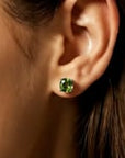 Peridot Stud Earrings | Cushion Cut in Sterling Silver | Irosk ®