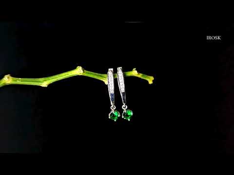 Preview image of a video showcasing the emerald drop hoop earrings in motion.