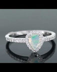 video of pear shape opal ring in silver