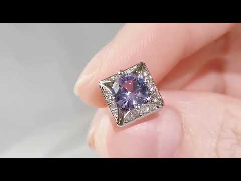 Video preview of Alexandrite square stud earrings showing gemstone sparkle and detailed frame