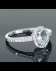 360 degree view of oval cut aquamarine ring