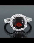 360 degree view of cushion cut garnet ring