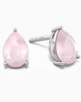 Pear Rose Quartz Earrings in Sterling Silver - Elegant Rose Quartz Earrings