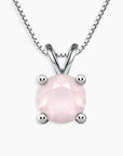 Rose Quartz Necklace in Sterling Silver - Round Cut Gemstone Pendant with Elegant Chain