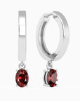 garnet hoops in silver
