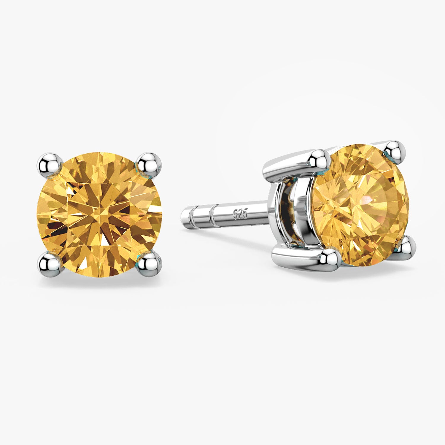 round shape citrine stud earrings