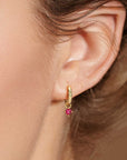Round Ruby Charm - Gold Hoop Earrings by Irosk Australia ®