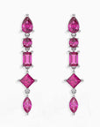 Ruby Pink Aura Drop Earrings in 925 Silver Irosk Australia ®
