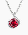 Round created ruby pendant necklace in semi bezel sterling silver – Irosk Australia
