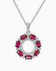 Celestial Halo Ruby Pendant in Sterling Silver – July Birthstone