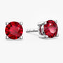 round shape ruby studs on white background