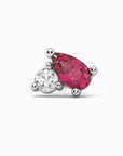 Single Petie Stud Ruby and Diamond  Simulant - Irosk ®