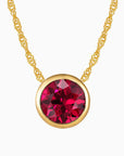 Round Ruby  Necklace Bezel Set 18 K Gold