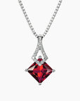 Ruby Princess Cut Pendant Necklace in Sterling Silver
