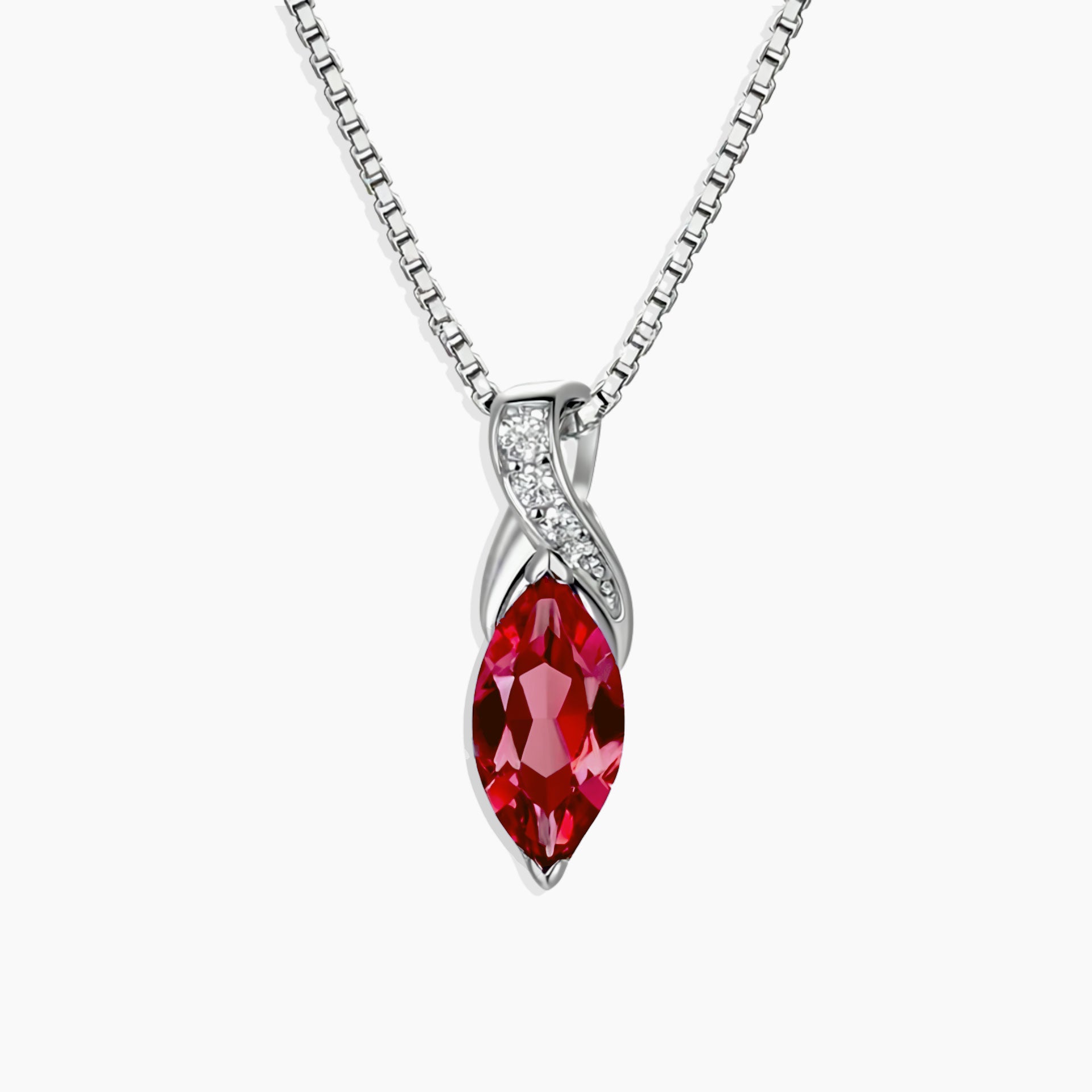 marquise cut ruby pendant in silver