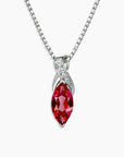 marquise cut ruby pendant in silver