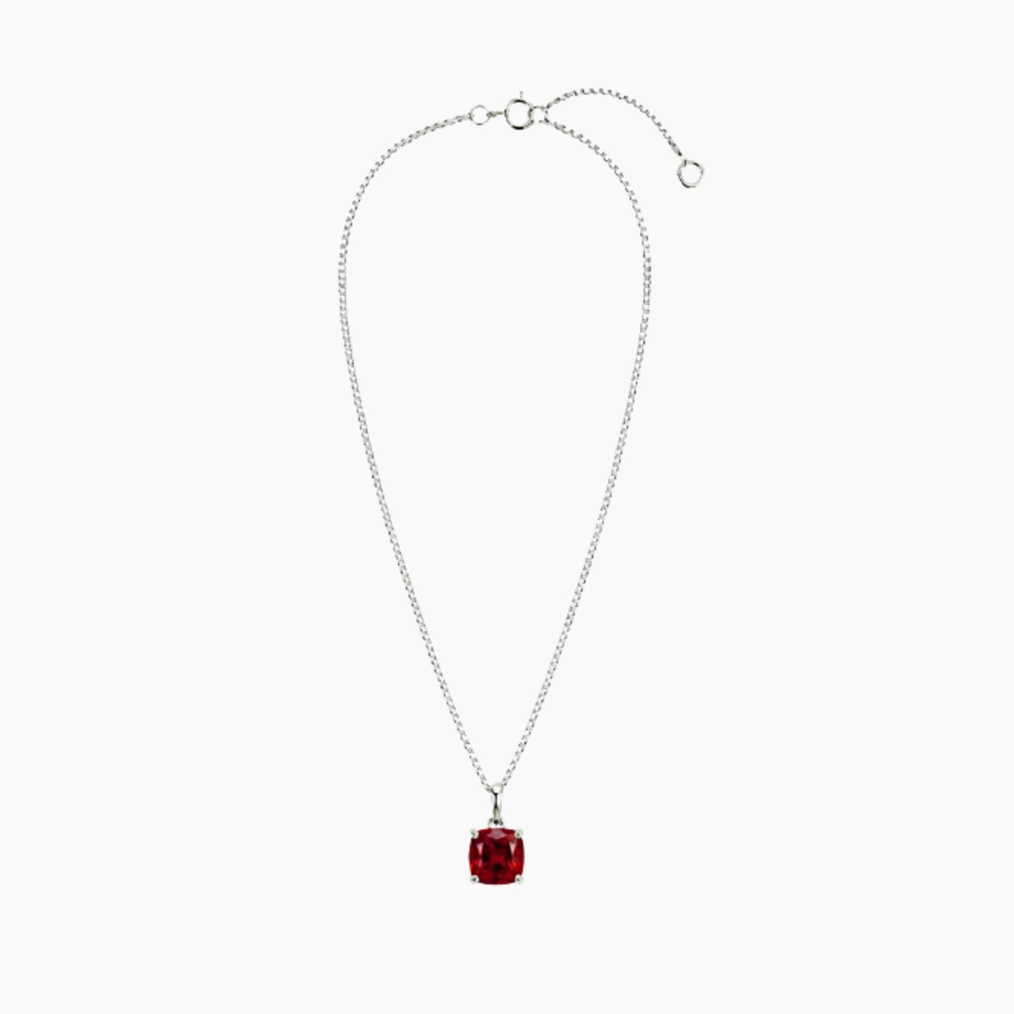 Ruby Cushion Pendant Necklace in Sterling Silver | Irosk