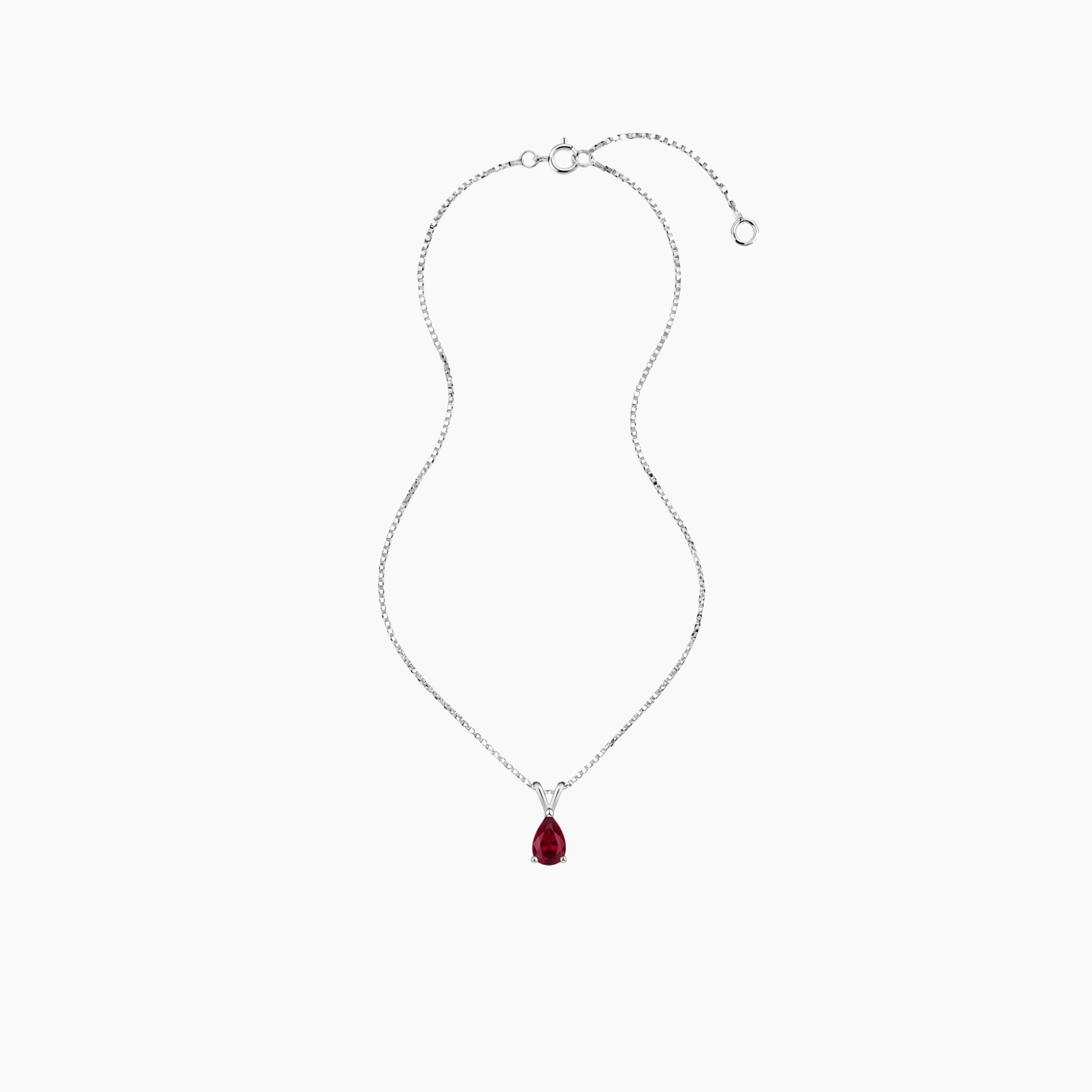 Ruby Pear Pendant Necklace in Sterling Silver | Irosk