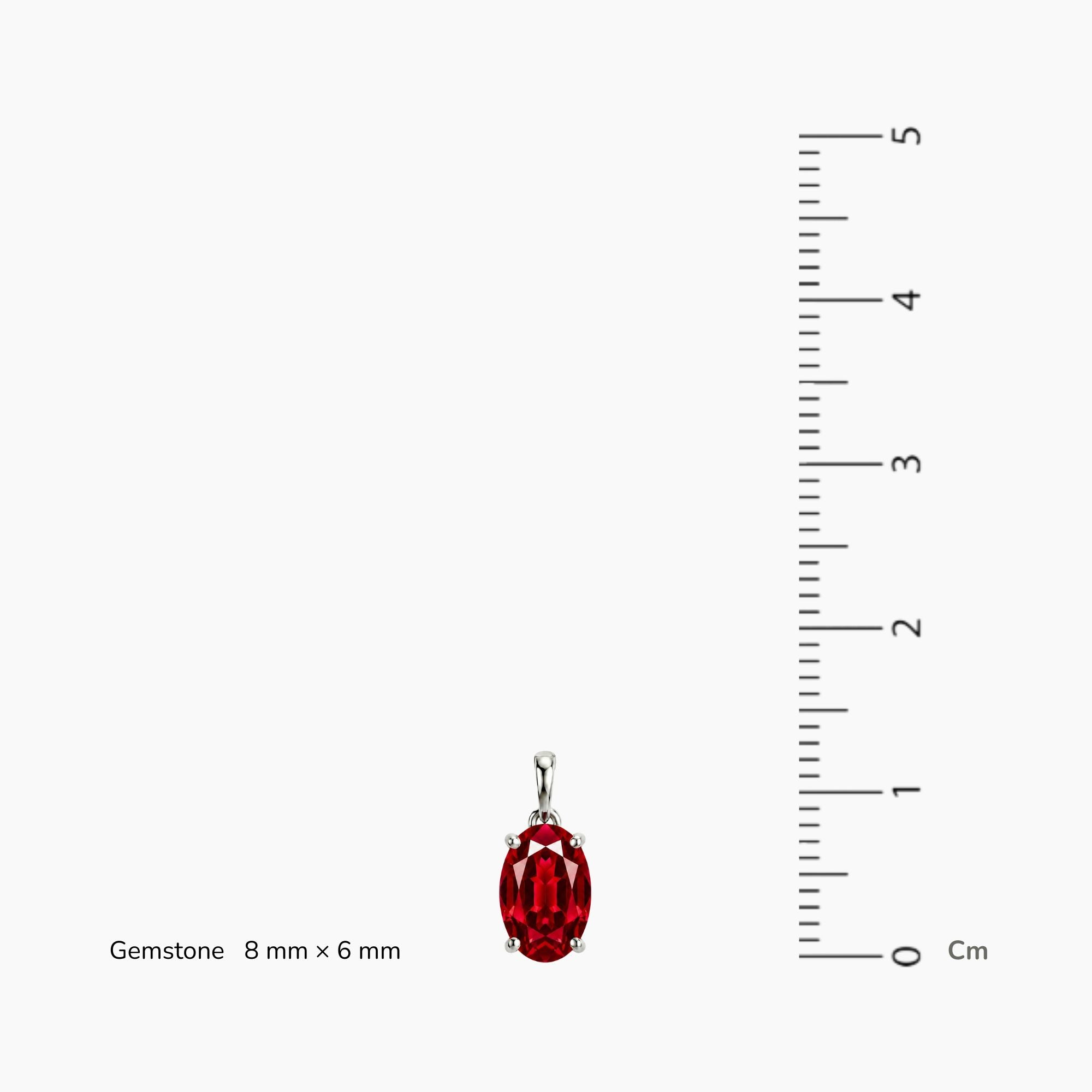 Ruby Oval Pendant Necklace in Sterling Silver | Irosk