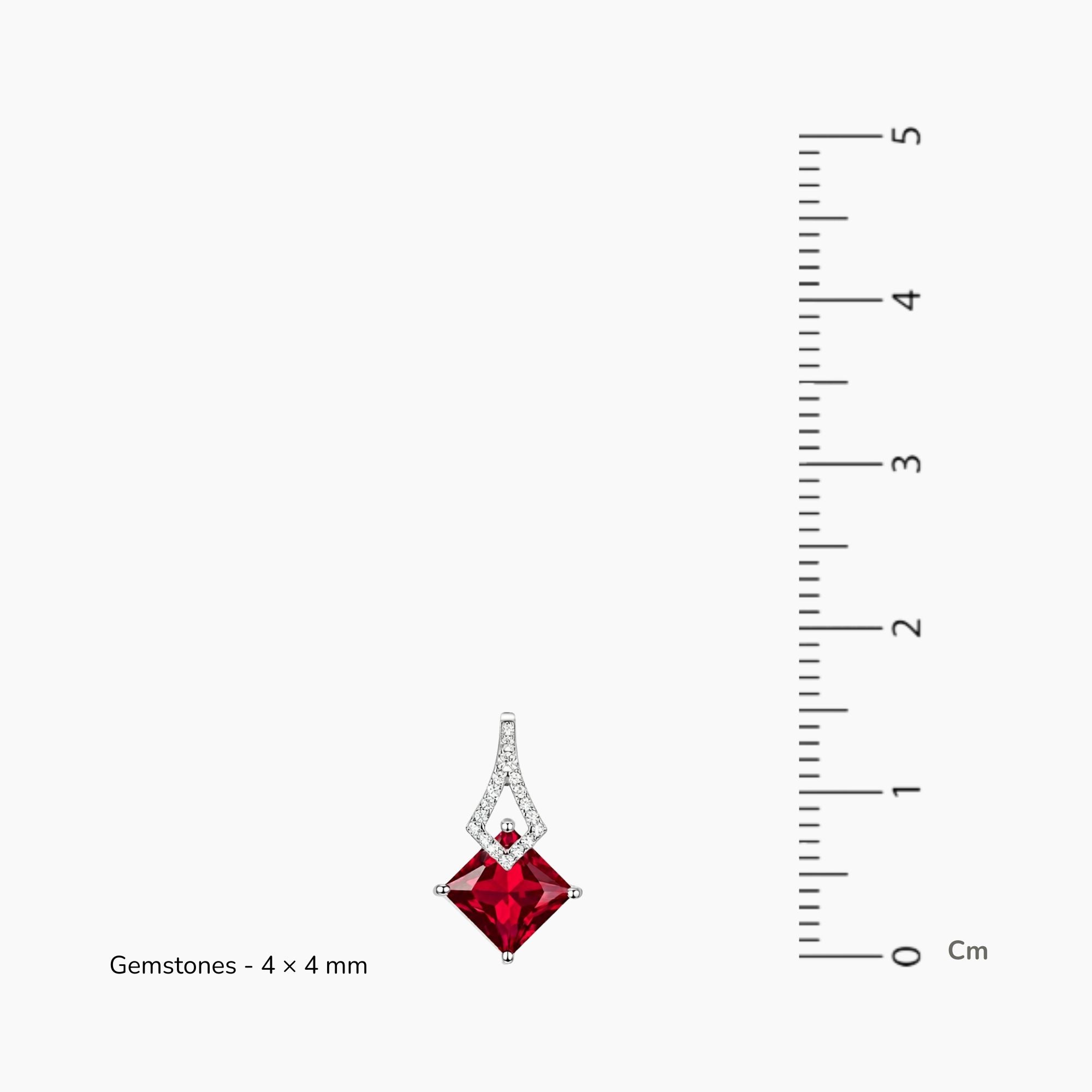 princess cut pendant in reference to scale
