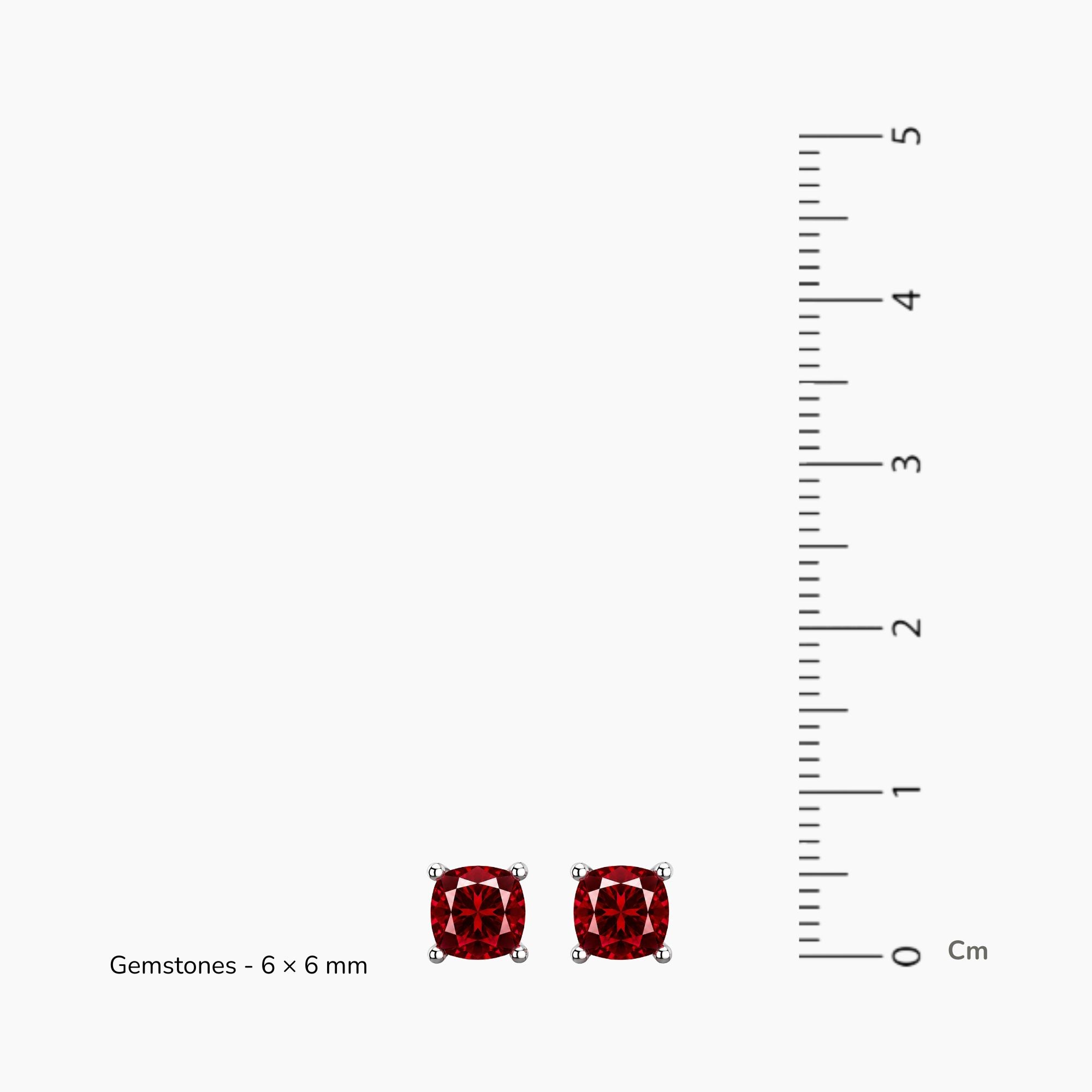 Ruby Cushion Stud Earrings in Sterling Silver | Irosk