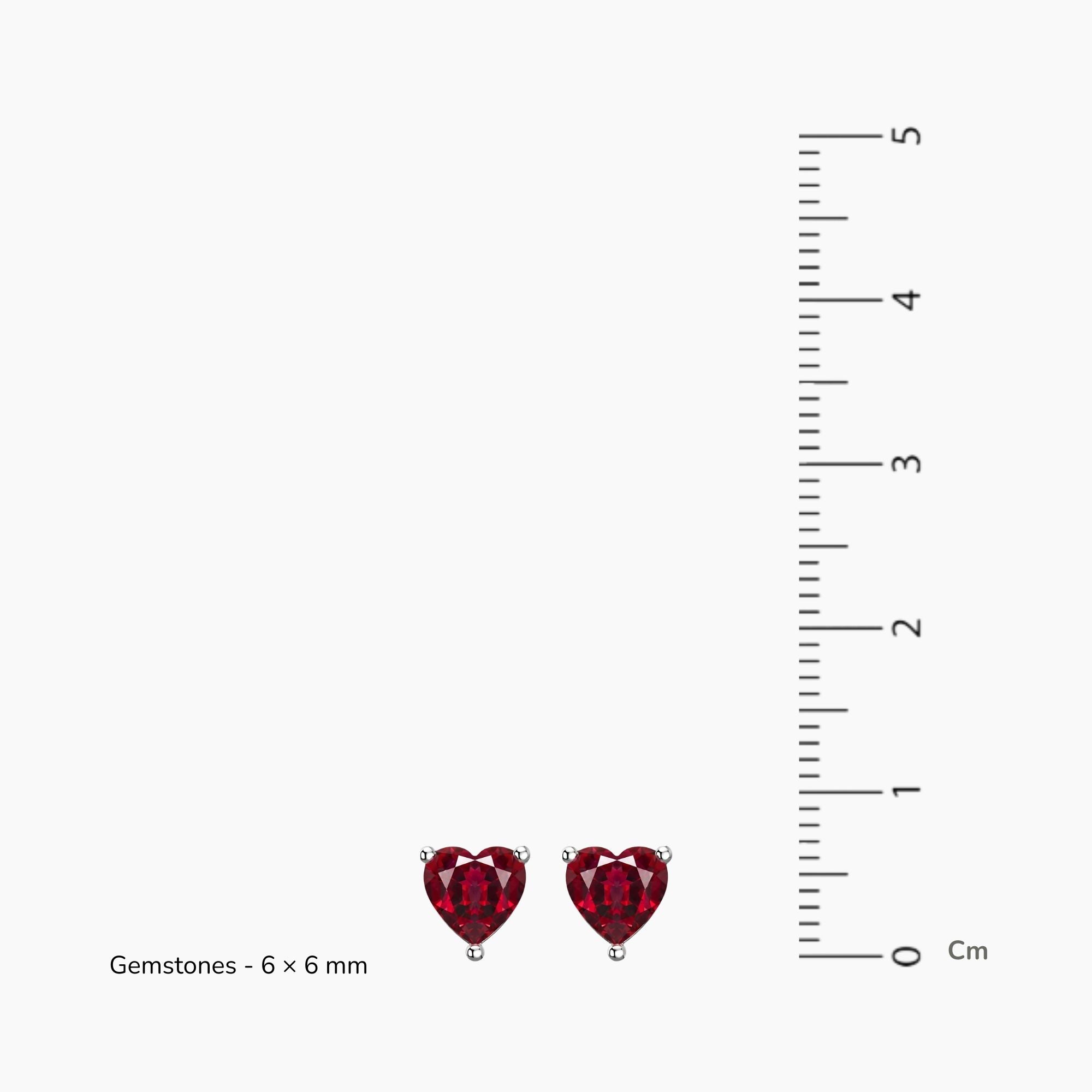 Ruby Heart Stud Earrings in Sterling Silver | Irosk