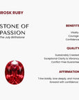 Irosk Ruby with benefits, quality, and affirmation text on a white background
