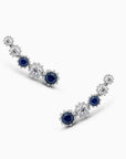 Sapphire climber earrings in sterling silver