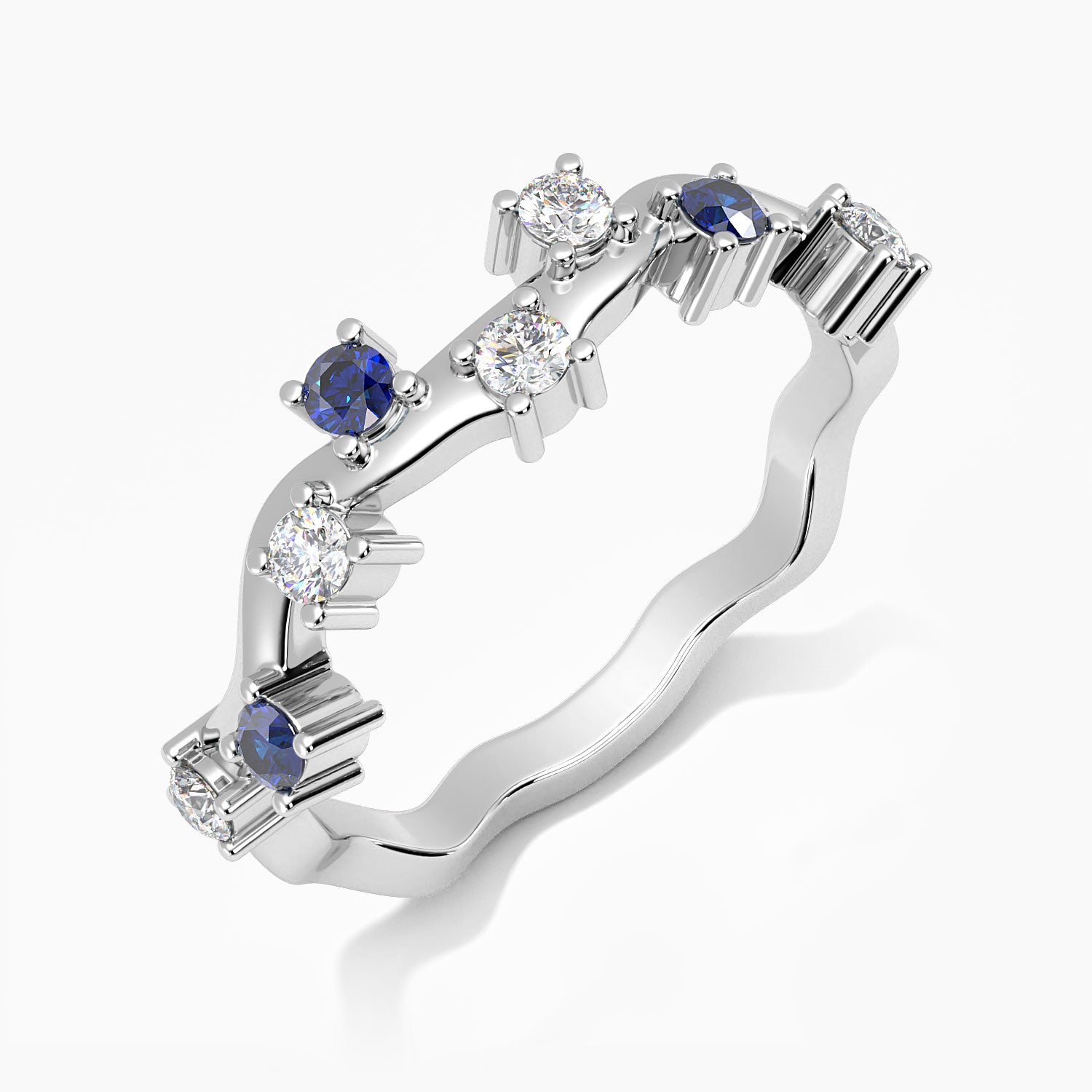 side view of sapphire and cz galaxy ring