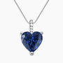 Rhodium-plated silver necklace with heart sapphire pendant