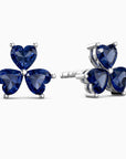 Sapphire Flower Stud Earrings in Sterling Silver – Elegant Florals