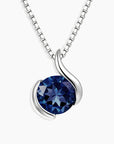 Lab-created sapphire pendant necklace in sterling silver semi bezel setting – Irosk Australia
