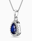 Pear Sapphire Pendant with Moissanite Halo | Irosk