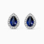 Pear Sapphire Halo Stud Earrings | Sterling Silver