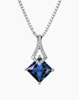 Royal Sapphire Pendant –Princess-Cut in Sterling Silver