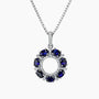 Celestial Halo Sapphire Pendant in Sterling Silver – September Birthstone