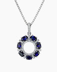 Celestial Halo Sapphire Pendant in Sterling Silver – September Birthstone