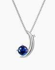 Half Moon Sapphire Pendant Necklace in Sterling Silver – September Birthstone