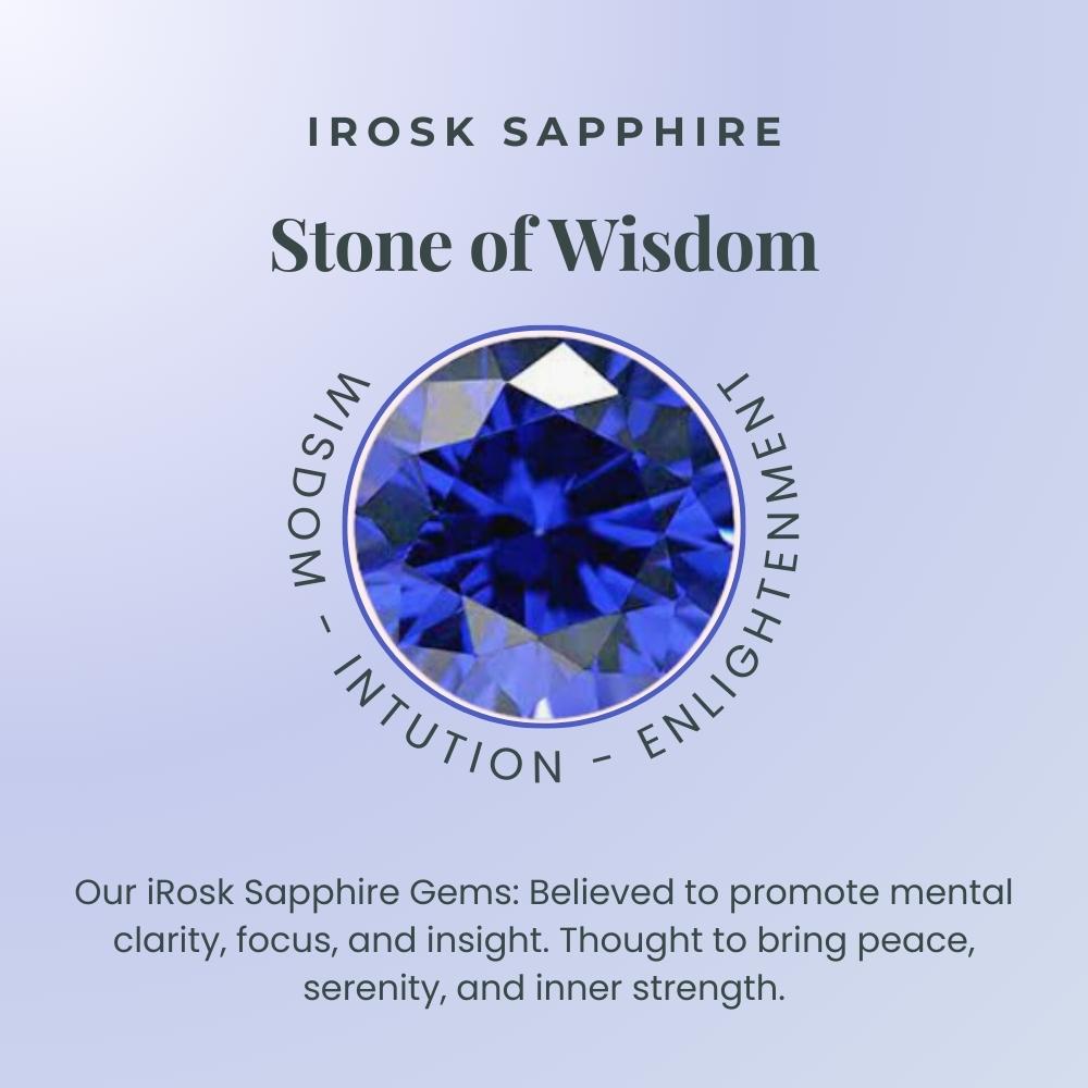 Genuine sapphire stones known for wisdom and serenity.