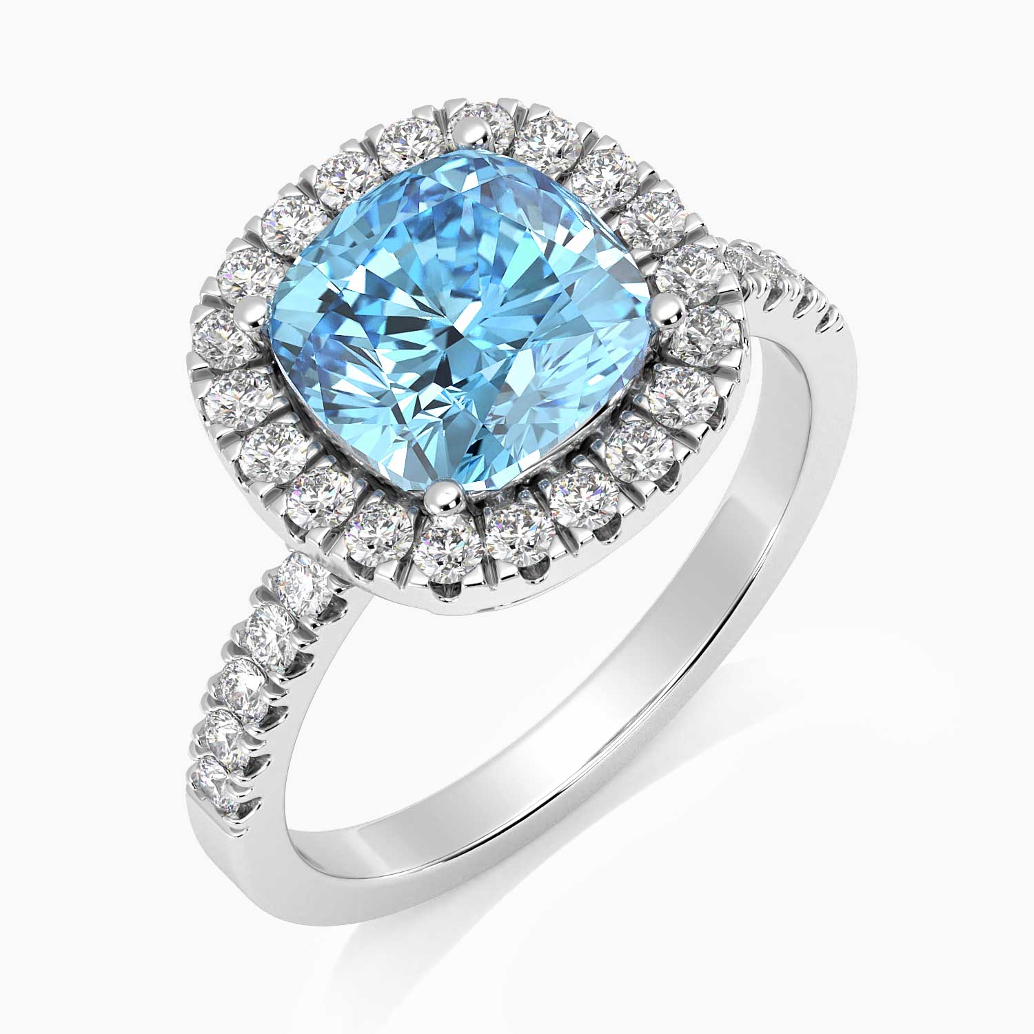 side view of topaz cushion cut ring