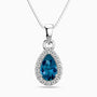 Pear Blue Topaz Pendant with Moissanite Halo | Irosk Australia