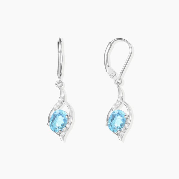 front view of topaz thea earrings