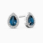 Pear London Blue Topaz Halo Stud Earrings | Irosk