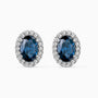 Oval London Blue Topaz Halo Stud Earrings – Sterling Silver | Irosk