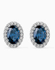 Oval London Blue Topaz Halo Stud Earrings – Sterling Silver | Irosk